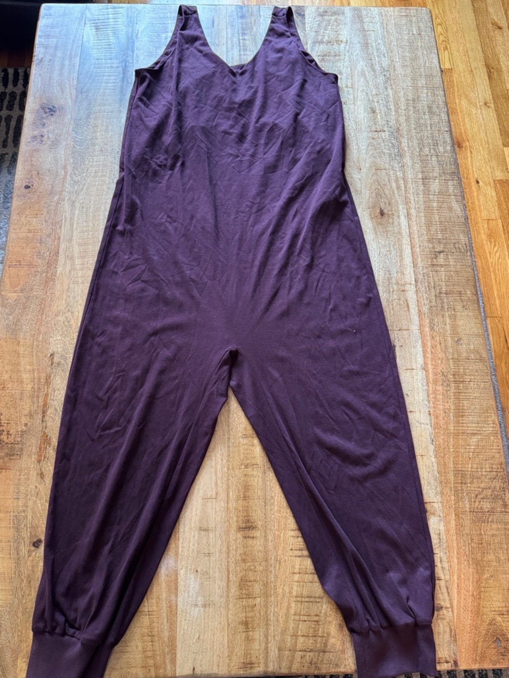 Eileen Fisher 100% cotton Women's Plum purple V-Neck Jumpsuit SIZE SMALL NEW